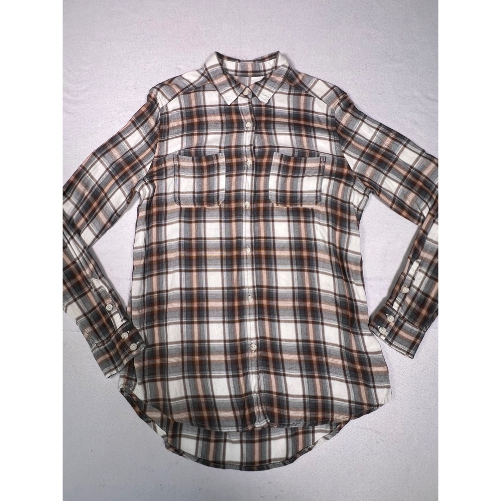 Mossimo Plaid Button Down Shirt Womens Small Brown Excellent